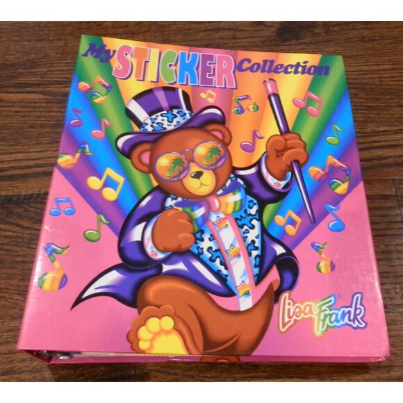 Vintage Lisa Frank My Sticker Collection Hollywood Bear 3 Ring Binder Pages READ - Picture 1 of 8